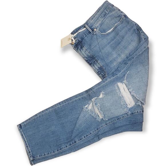 NWT! Good American Good Legs Crop High Waist ripped busted Sz 24W - Picture 3 of 11